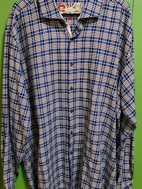 Men's Blue Plaid Casual Button-Down Shirt
